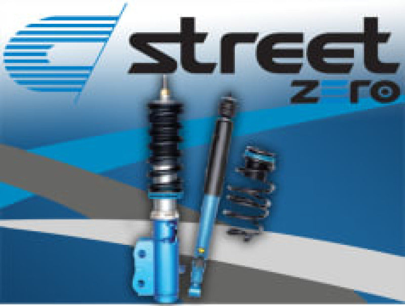 Cusco Street Zero-A 03-04 Subaru GDB STi coilovers with 40-way adjustable front pillow upper mounts and rear rubber mounts.