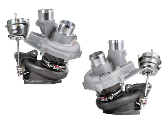 aFe BladeRunner turbocharger for 2013-2017 Ford F-150 V6 3.5L engine, showing the turbocharger with its metal turbine housing and components
