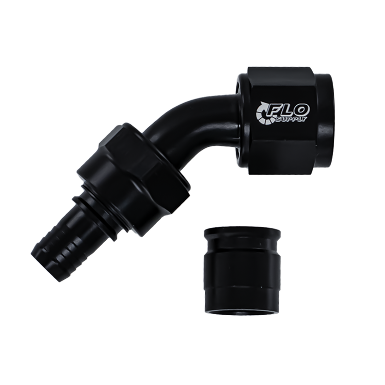 PTFE Crimp 45 Degree Double Swivel Hose End - 6AN
