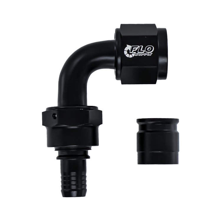 PTFE Crimp 90 Degree Double Swivel Hose End - 6AN