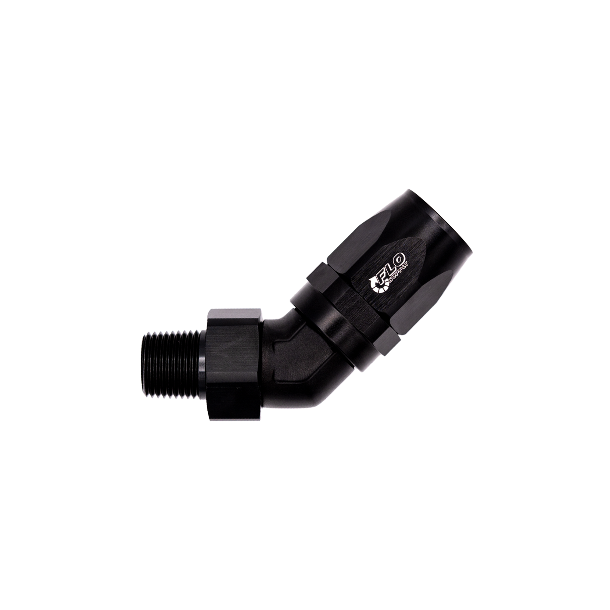 Flo Supply 1/4" NPT To 8AN EZ Connect Forged 45 Degree Swivel Forged Hose End
