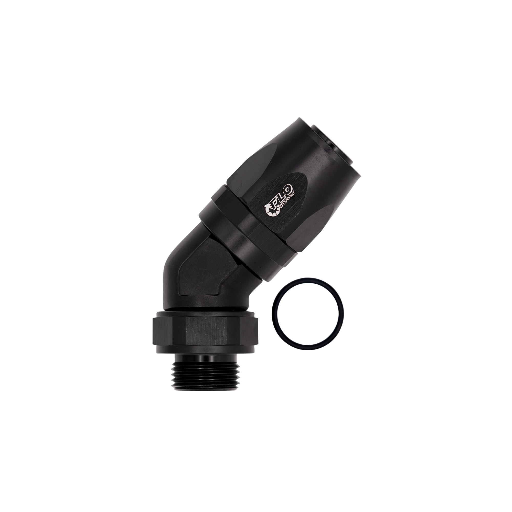 Flo Supply 6AN ORB To 8AN EZ Connect Forged 45 Degree Swivel Forged Hose End