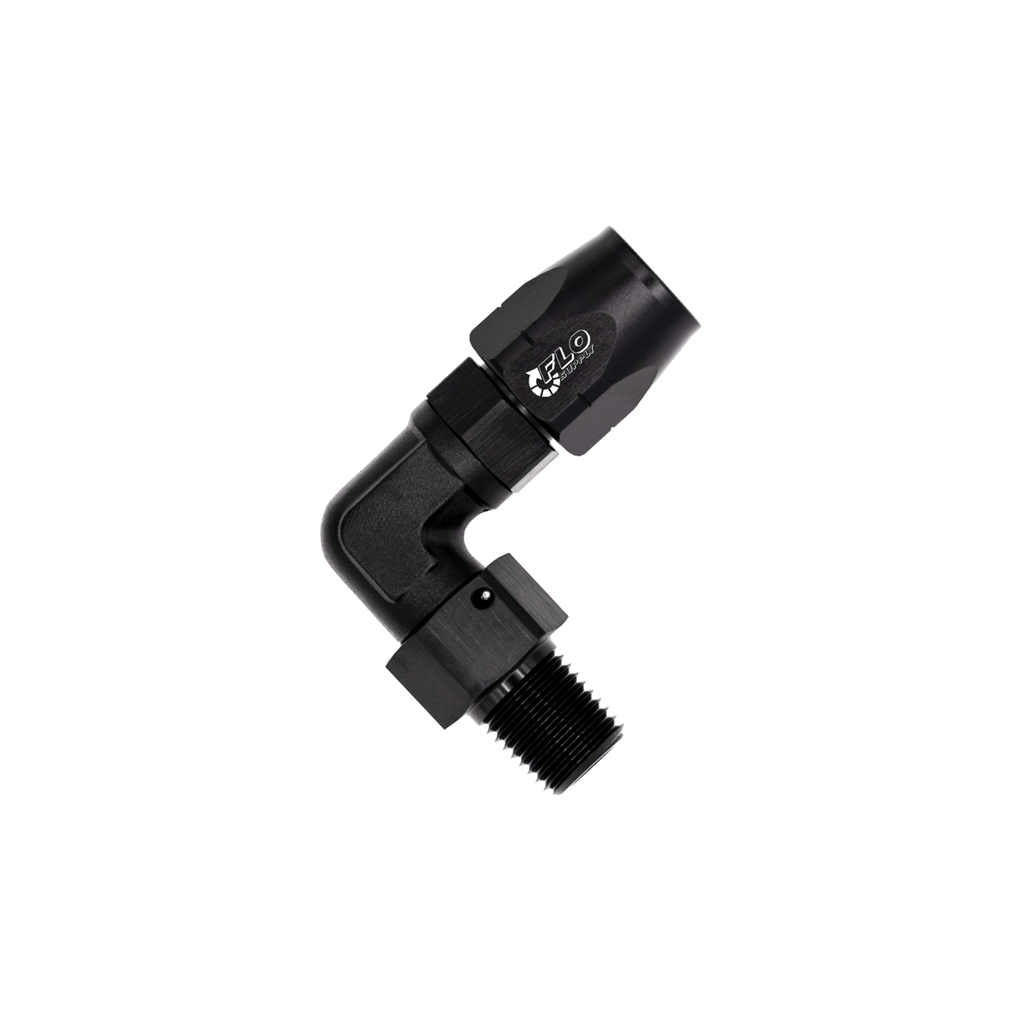 Flo Supply 3/8" NPT To 8AN Cutter Forged 90 Degree Swivel Forged Hose End