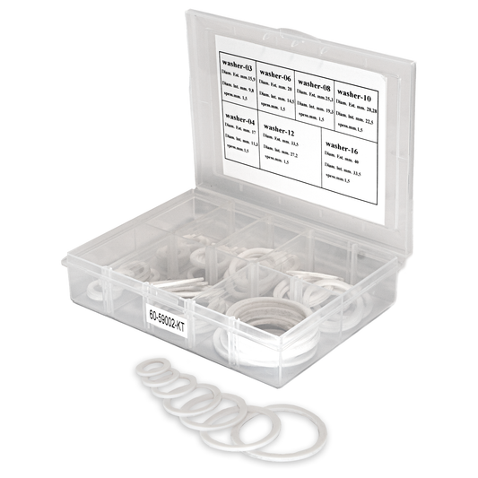 Flo Supply Teflon Washer Set - 10 each of 3AN, 4AN, 6AN, 8AN, 10AN, 12AN, 16AN