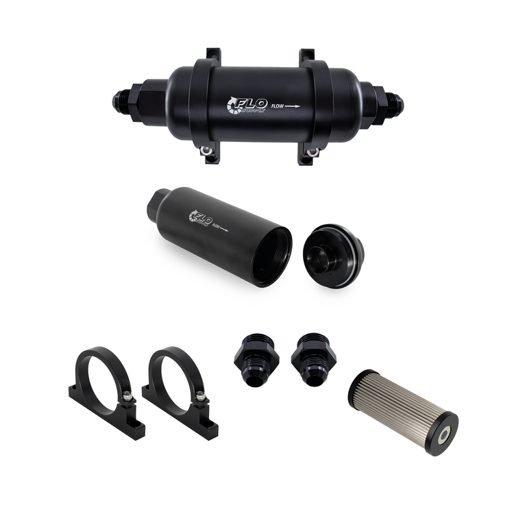 Flo Supply Inline Fuel Filter Kit - Housing With 10AN Male Fittings - 40 Micron Inline Fuel Filter
