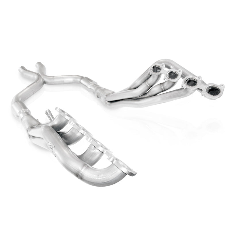 Stainless Works 2007-14 Shelby GT500 headers with 1-7/8 inch primaries, high-flow cats, and X-pipe for performance exhaust.