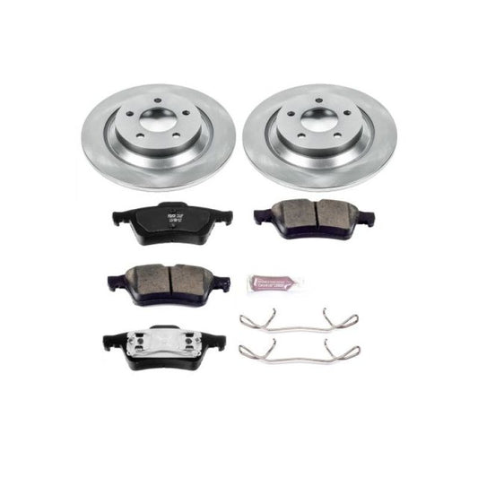 PowerStop OE rear brake kit for Mazda 5 2006-2007, includes brake rotors and pads for enhanced stopping performance.