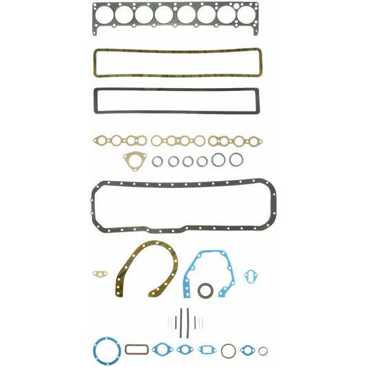 Fel-Pro FS 7546 SH engine gasket set with various gaskets and seals on a white background for automotive engine repair.