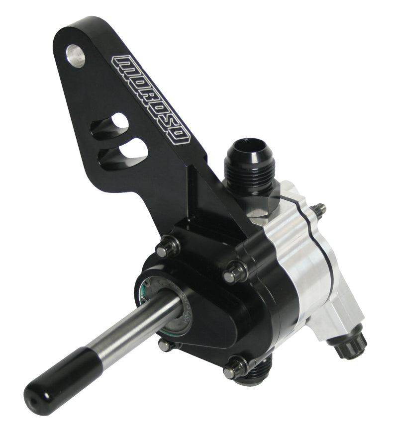 Moroso T3 Series Dragster external oil pump with tri-lobe design, left side view, 1.200 pressure, for high-performance engines.