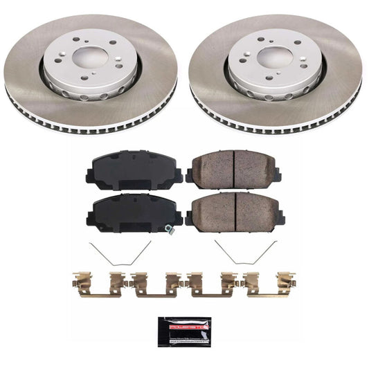 PowerStop front semi-coated brake rotor kit for Acura RDX 2013-2018, performance blank brake rotors with vented design.