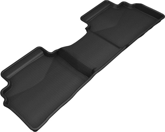 Black 3D MAXpider rubber floor mats for Kia Forte 2019-2020 second row, designed to protect and cover car floor area.