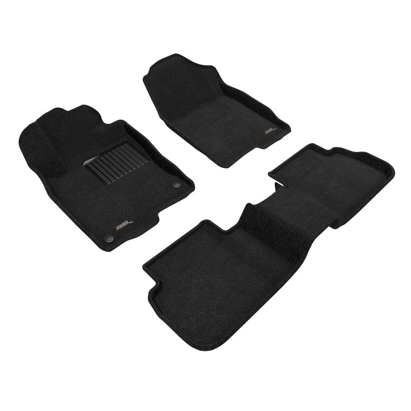 3D MAXpider black rubber floor mats for Honda Civic and Civic Type R, full set with textured surface and raised edges.