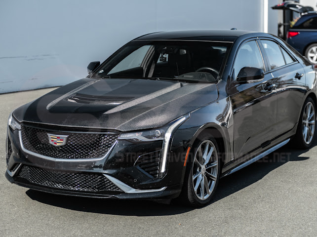 Black Wing style carbon fiber vented front hood for 2020+ Cadillac CT4, CT4-V, and CT4-V Black Wing, by Street Driven Performance