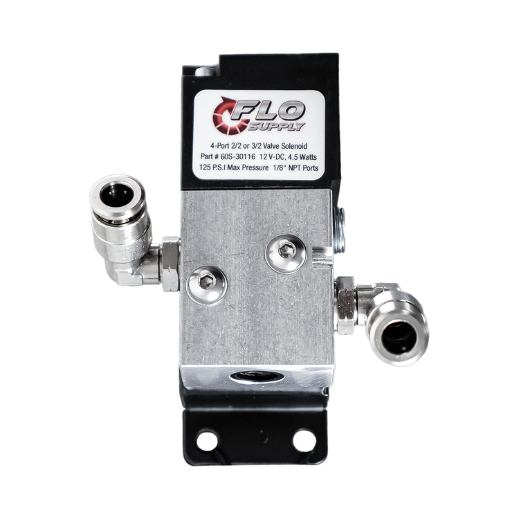 Flo Supply Single 4-Port Solenoid Valve with Stepped Bracket & Fittings