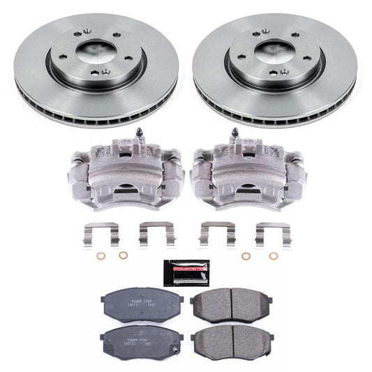 PowerStop OE front brake kit with calipers for Hyundai Tucson 2010-2012, including brake rotors and components.