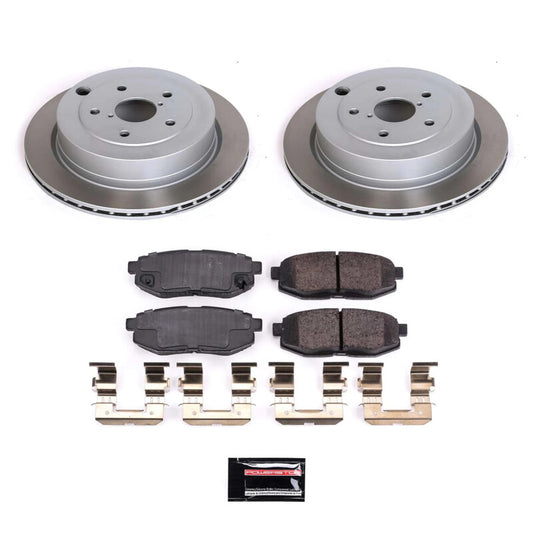 PowerStop rear semi-coated rotor kit for 2008-2014 Subaru Tribeca, performance brake components with a clean, durable finish.