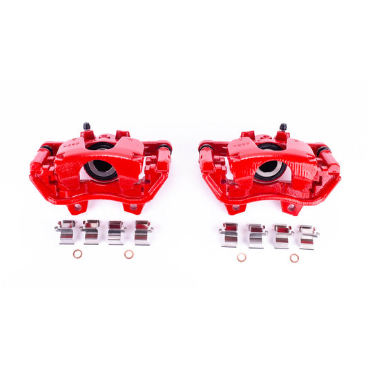 PowerStop rear red brake calipers with brackets for 2018 Jeep Wrangler, performance brake calipers pair.