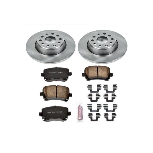 PowerStop OE rear brake kit for 2006-2009 Audi A3, includes brake rotors and pads for reliable stopping power.