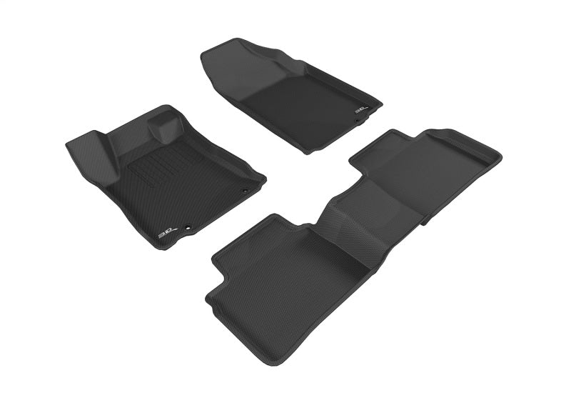 3D MAXpider Kagu black rubber floor mats for 2016-2018 Nissan Altima sedan, full set with textured surface and custom fit.