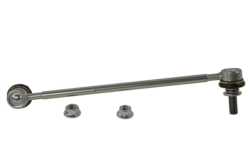 Moog front left sway bar endlink for 2018-2022 Subaru Crosstrek, close-up of the durable metal sway bar link.