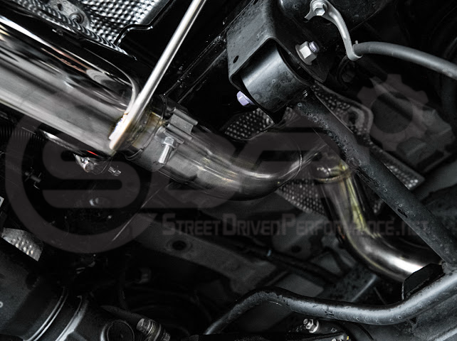 2025-up Toyota 4Runner cat-back exhaust system with chrome or burnt blue tips, featuring turn down design by Street Driven Performance.