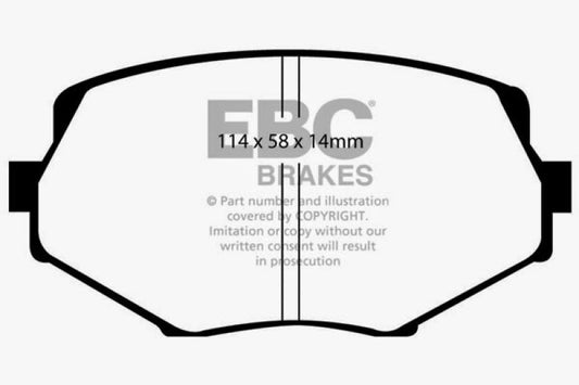 EBC Greenstuff front brake pads for Mazda Miata MX5 1.8, high-performance brake pads with green friction material.