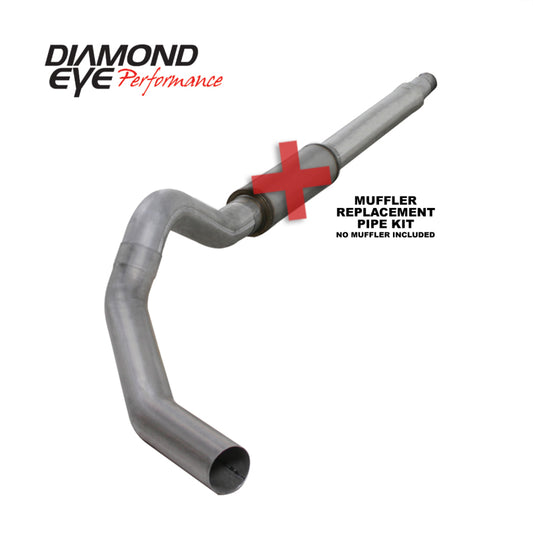 Diamond Eye Performance 5-inch catback replacement pipe for Ford 6.0L F250/F350, showing the stainless steel exhaust pipe with branding.
