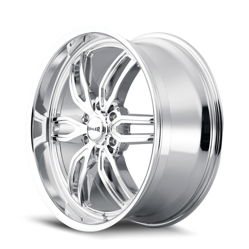 Chrome Ridler 609 cast wheel, 20x9 inches, 6x139.7 bolt pattern, 30mm offset, 106.1mm hub for vehicles.