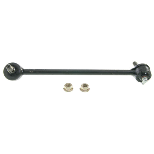 Moog front left sway bar endlink for 2001-2005 Chrysler Sebring, showing the metal link with rubber bushings.