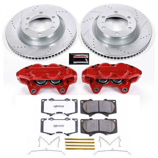 PowerStop Z36 truck and tow brake kit for 2010-2015 Toyota 4Runner, front performance brake pads and calipers, durable and reliable.