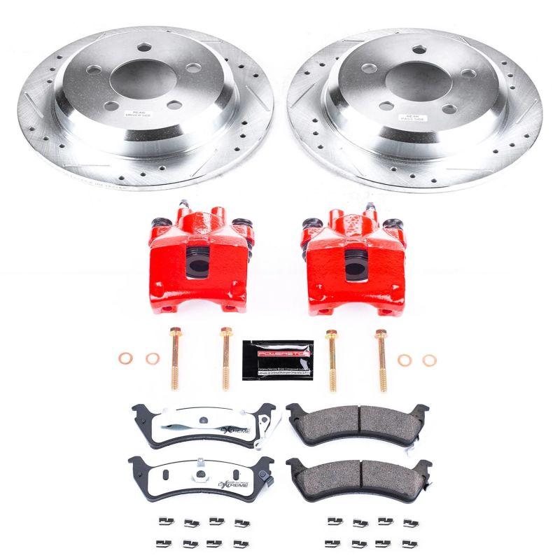 PowerStop Z36 brake kit with rear calipers for Jeep Grand Cherokee 1995-1998, designed for truck and tow performance.