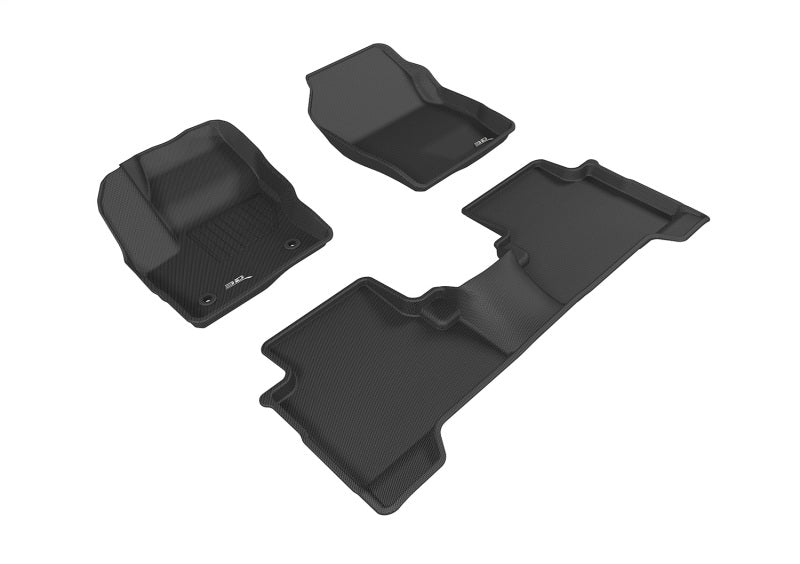 3D MAXpider black rubber floor mats for Ford Escape 2015-2019, full set with textured surface and custom fit for interior protection.