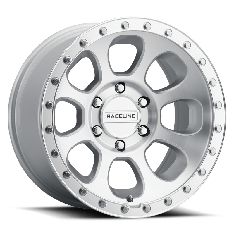 Raceline forged wheel 17x9 inches, bolt pattern 8x170, -12mm offset, machined center cap, durable off-road wheel design