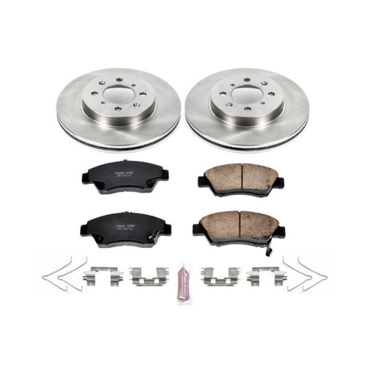 PowerStop OE brake kit for 2003-2005 Honda Civic front brakes, includes brake rotors and pads for improved stopping power.
