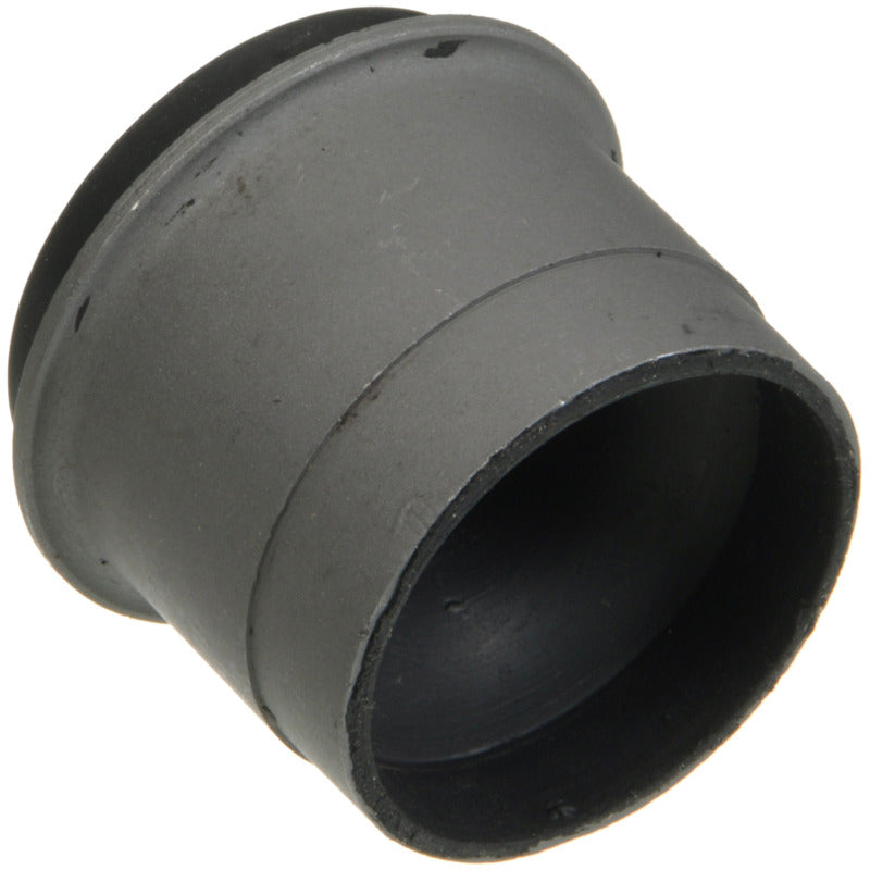Moog Ford E-350 Super Duty sway bar bushings installed on the front axle, made of durable rubber for vehicle stability.