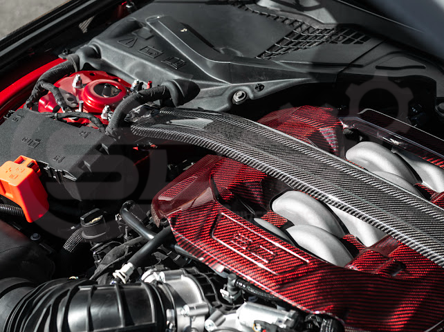 2024-Up Ford Mustang S650 | S650 Dark Horse Style CARBON FIBER Engine Strut Brace Balance Tower Bar