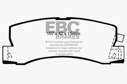 EBC Redstuff rear brake pads for Lexus ES250 2.5, high-performance brake pads with red friction material for effective stopping.