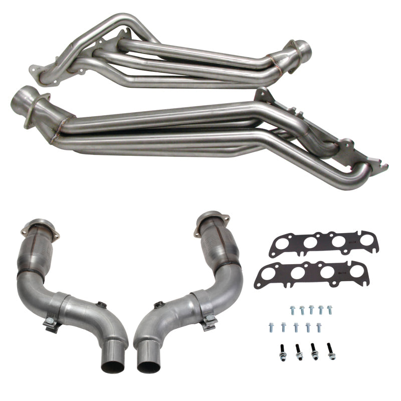 BBK 15-23 Ford Mustang GT 5.0 long tube headers with high flow catted mid pipe in polished stainless steel