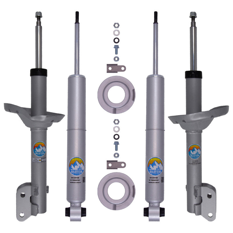 Bilstein B8 TerraSport lift kit for Subaru Outback 2010-2014, showing shocks and struts with 1.5-inch front and 1-inch rear lift.