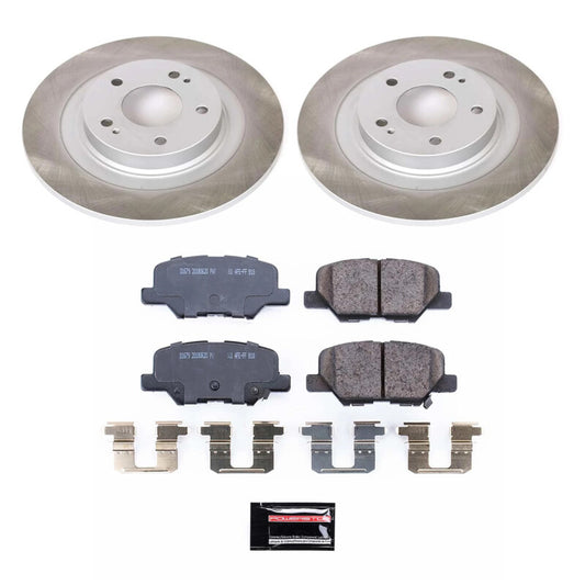 PowerStop rear semi-coated rotor kit for Mitsubishi Outlander Sport 2013-2020, performance brake components with a blank finish.