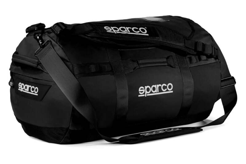 Large black Sparco Dakar duffle bag with sturdy handles, ideal for travel and luggage storage.