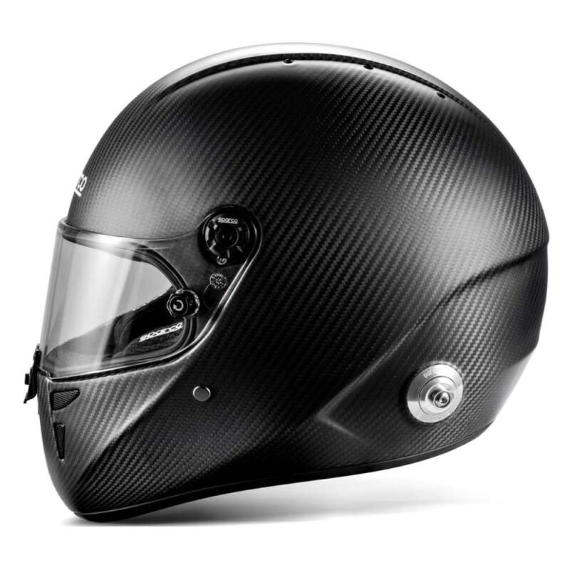 Black SPARCO Stealth RF Carbon helmet with large size, featuring sleek design and aerodynamic shape for racing or riding.