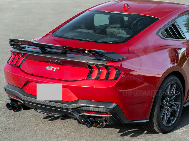 2024-UP FORD MUSTANG | DARKHORSE STYLE GLOSSY BLACK REAR TRUNK LID GURNEY FLAP WICKERBILL WING SPOILER