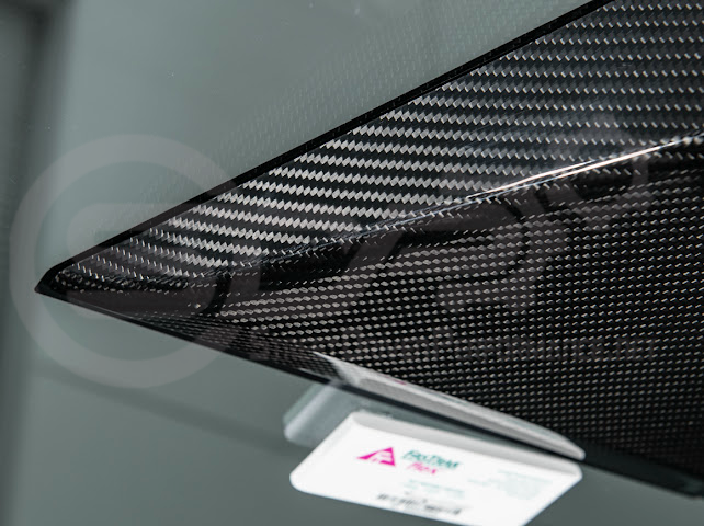 2024-Up Tesla Cybertruck | Interior DRY Carbon Fiber Rear View Mirror Upper Trim Cover