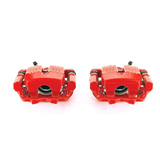 Pair of PowerStop rear red brake calipers with brackets for Acura RL (2005-2012) rear performance brake system.