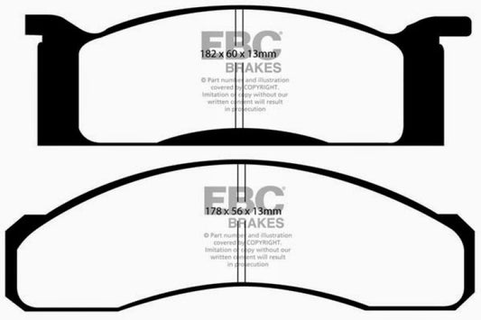 EBC Greenstuff front brake pads for Ford Fairlane 4.1, performance brake pads for enhanced stopping power and durability.