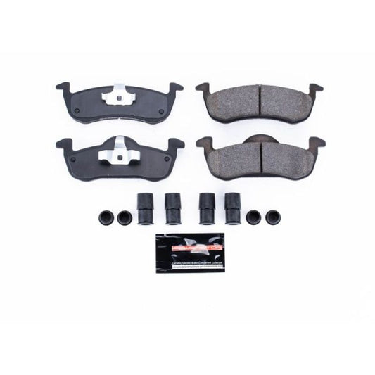 PowerStop Z23 Evolution Sport rear brake pads with hardware for Ford Expedition 2007-2017, high-performance brake components.