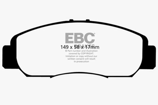 EBC 13+ Honda Civic Sedan 1.8 Natural Gas Ultimax2 front brake pads, OE quality, durable friction material for reliable stopping power.