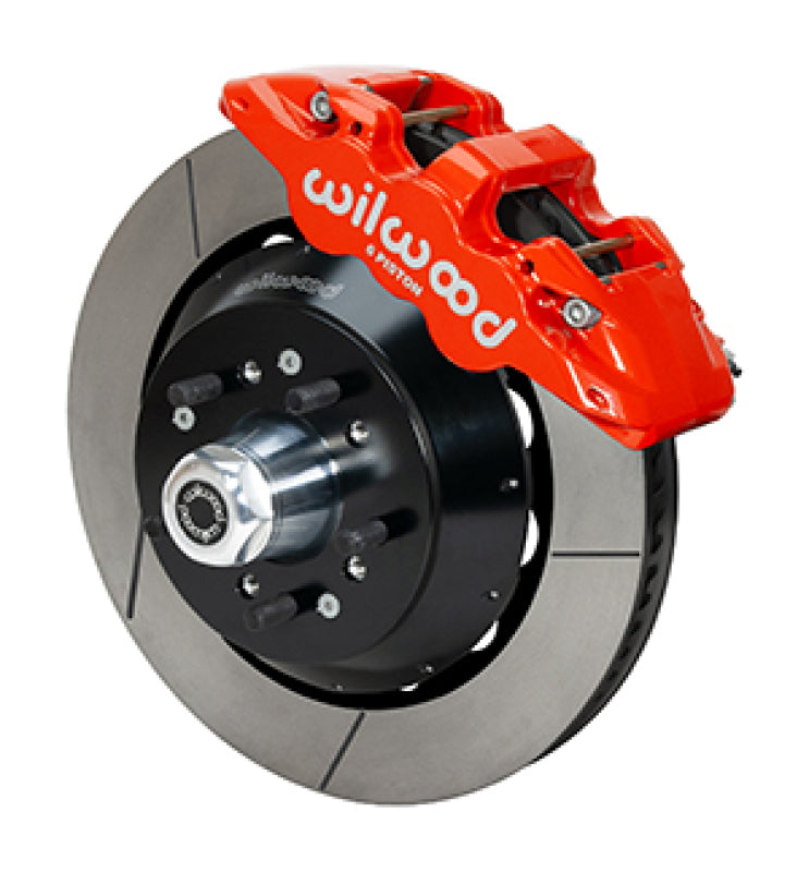 Wilwood Aero6 big brake kit installed on a 1968-1972 Ford F100 truck front suspension, showcasing high-performance disc brakes.