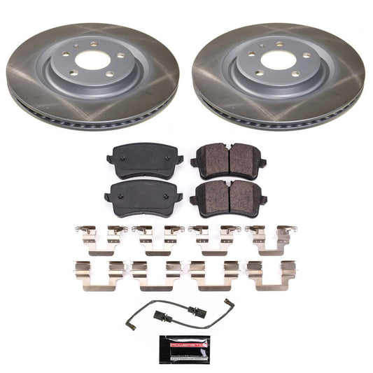 PowerStop rear semi-coated brake rotor kit for 2015-2021 Porsche Macan, performance brake kit with drilled and slotted rotors
